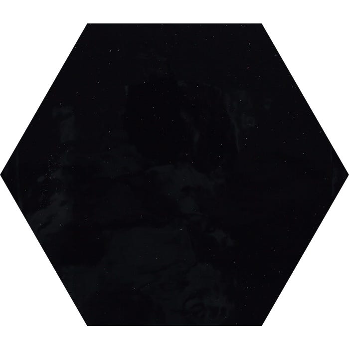Faience 19,8 x 22,8 cm matt black hexagonal