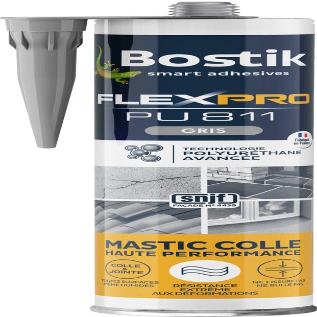 Mastic colle et joint haute performance gris 300 ml Flexpro Pu 811 - BOSTIK