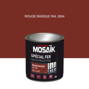Peinture fer glycéro anti-rouille brillant rouge basque RAL3004 0,5 L - MOSAÏK 