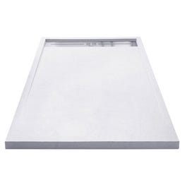 Receveur extra plat à poser ou à encastrer écoulement caniveau en résine blanc l.120 x L.90 cm
