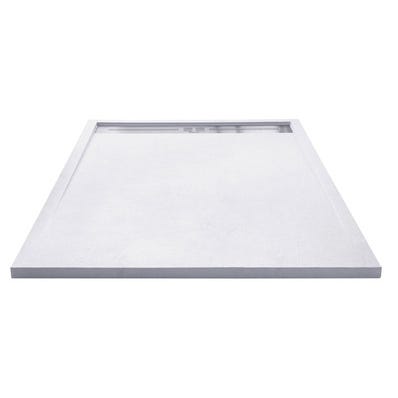 Receveur extra plat à poser ou à encastrer écoulement caniveau en résine blanc l.120 x L.90 cm