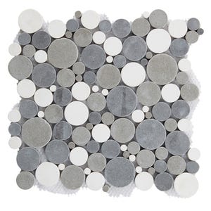 Galet pierre rond blanc/gris/taupe l.30 x L.30 cm