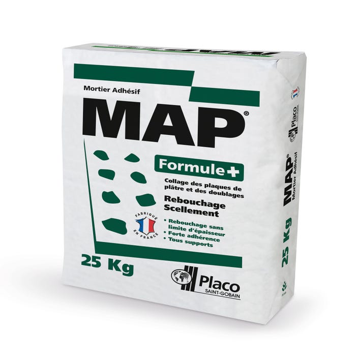 Mortier adhésif formule + map 25 kg - PLACOPLATRE