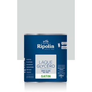 Peinture intérieure et extérieure multi-supports glycéro satin gris clair 2 L - RIPOLIN