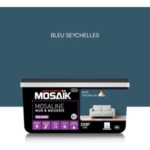 Peinture intérieure multi support acrylique velours bleu seychelles 2,5 L Mosaline - MOSAIK