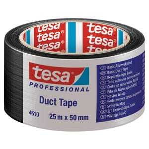Adhésif de réparation multi-usage toilé noir 25 m x 50 mm - TESA