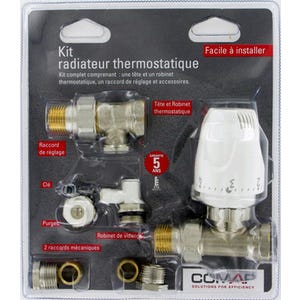 Kit robinet thermostatique droit 15 x 21 (1/2") - COMAP