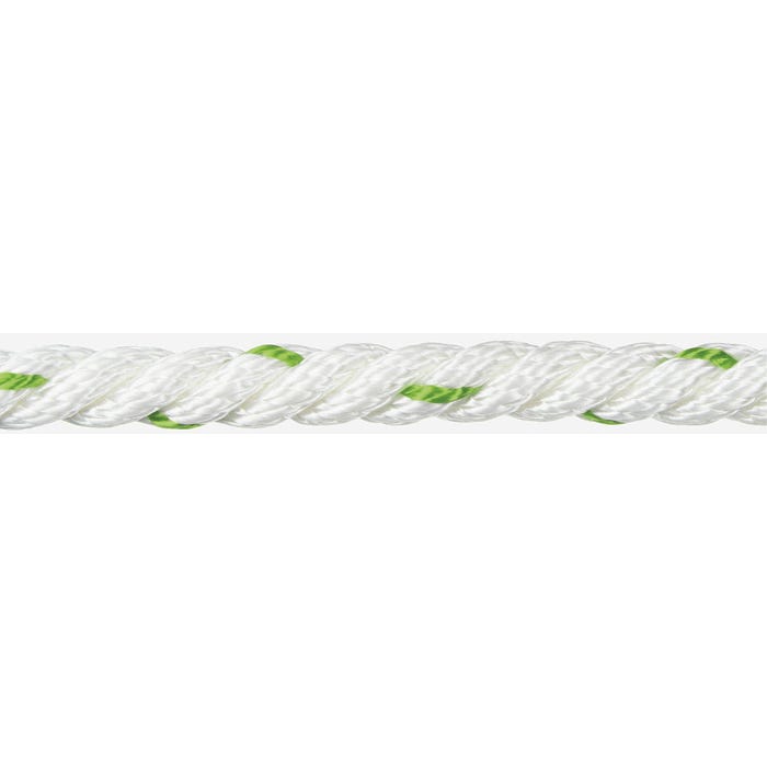 Corde cablée polyester blanc/vert 12 mm Long.1 m