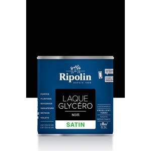 Peinture intérieure et extérieure multi-supports glycéro satin noir 0,5 L - RIPOLIN