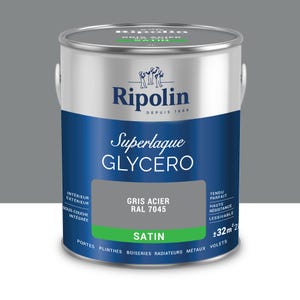 Peinture intérieure et extérieure multi-supports glycéro satin gris acier 2 L - RIPOLIN