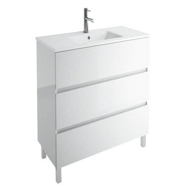 Meuble salle de bain avec tiroirs blanc l.79 x H.81 x P.45 cm Ready