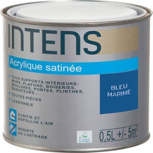 Peinture intérieure multi-supports acrylique monocouche satin bleu marine 0,5 L - INTENS