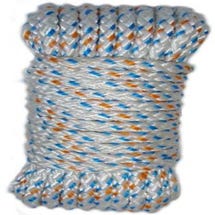 Corde tréssée polyester blanc/bleu 6 mm Long.5 m