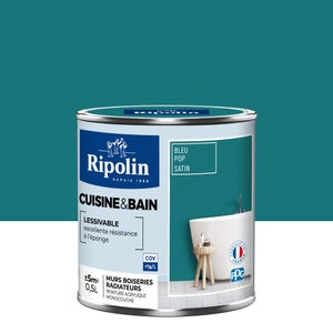 Peinture intérieure multi-supports acrylique satin bleu pop 0,5 L Cuisine & bain - RIPOLIN