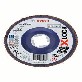 Disque à lamelles X-Lock grain 80 plateau plastique pour meuleuse X-Lock Diam.125 mm - BOSCH PROFESSIONNEL