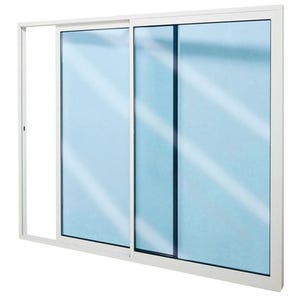Fenêtre aluminium H.105 x l.120 cm coulissant 2 vantaux blanc