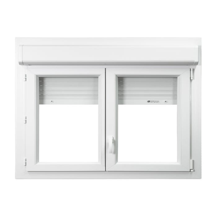 Fenêtre PVC avec volet roulant intégré monobloc Ob 2 vantaux H.135 x L.140 cm - GROSFILLEX