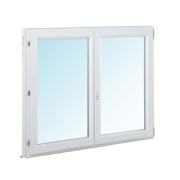 Fenêtre PVC H.115 x l.100 cm ouvrant à la française 2 vantaux blanc
