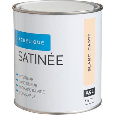 Peinture intérieure multi-supports acrylique satin blanc cassé 0,5 L