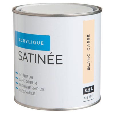 Peinture intérieure multi-supports acrylique satin blanc cassé 0,5 L