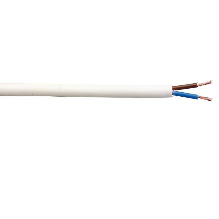 Cable électrique HO5VVF 2x1 mm² blanc 5 m