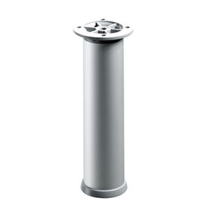 Pied de table rond aspect aluminium H. 20 à 23 cm Diam. 3 cm   - HETTICH