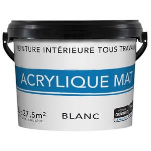 Peinture intérieure murs et plafonds acrylique mat blanc 3 L 