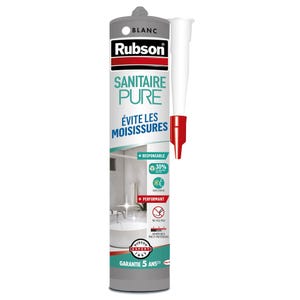 Mastic silicone sanitaire anti-fongique blanc 280 ml Pure - RUBSON