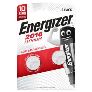 Piles bouton au lithium Energizer 2016, paquet de 2