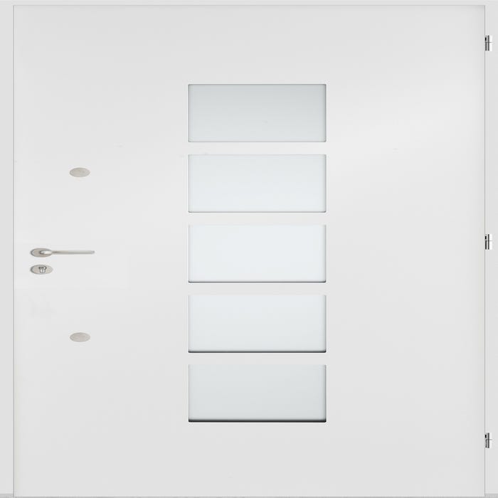 Porte d'entrée aluminium blanche poussant droit H.215 x l.90 cm Fuji