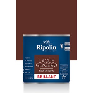 Peinture intérieure et extérieure multi-supports glycéro brillant rouge basque 0,5 L - RIPOLIN