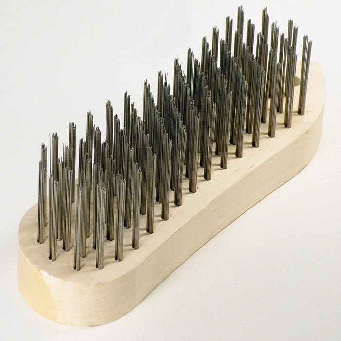 Brosse métallique à main fil acier type violon manche bois pour brossage et décapage - 950360 TECNUM 