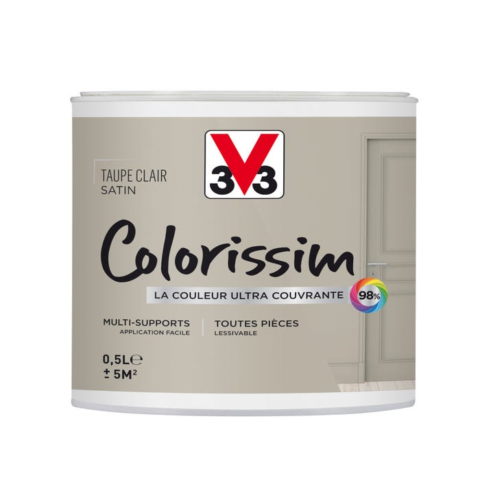 Peinture multi-supports acrylique satin taupe clair 0,5 L - V33 COLORISSIM