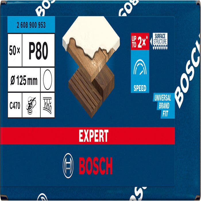 50 Disques abrasifs 125mm G80 - C470 Expert BOSCH 