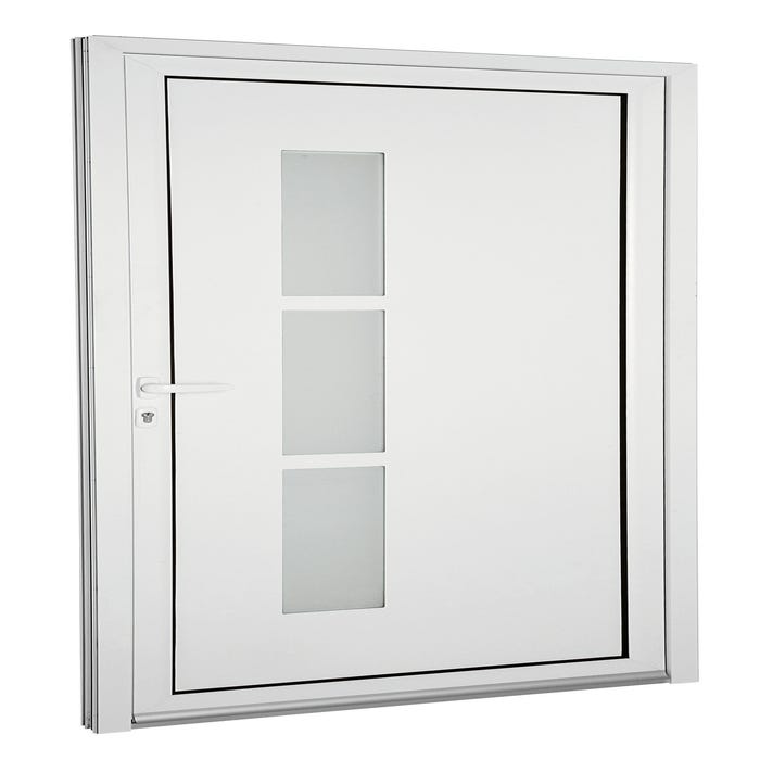 Porte d’entrée aluminium blanc poussant gauche H.215 x l.90 cm Capri