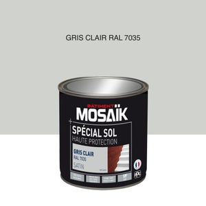 Peinture sol alkyde intérieur extérieur satin gris clair 0,5 L - MOSAIK