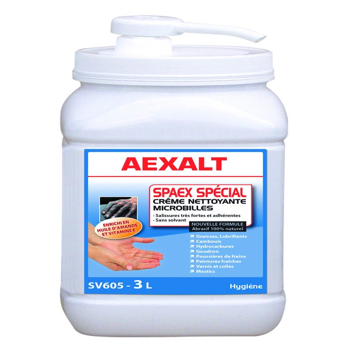 Crème mains nettoyante action microbrossante avec pompe 3 L Spaex spécial - AEXALT