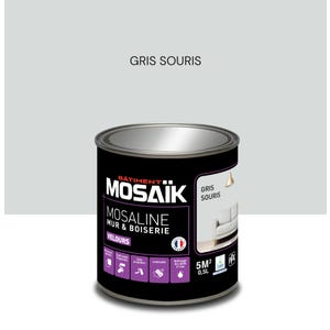 Peinture intérieure multi support acrylique velours gris souris 0,5 L Mosaline - MOSAIK