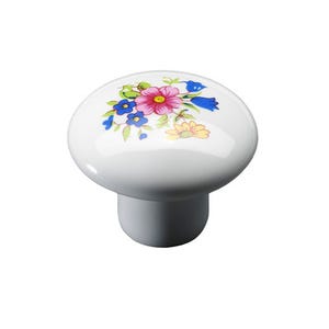 Bouton en porcelaine décor fleuri Diam.35 mm