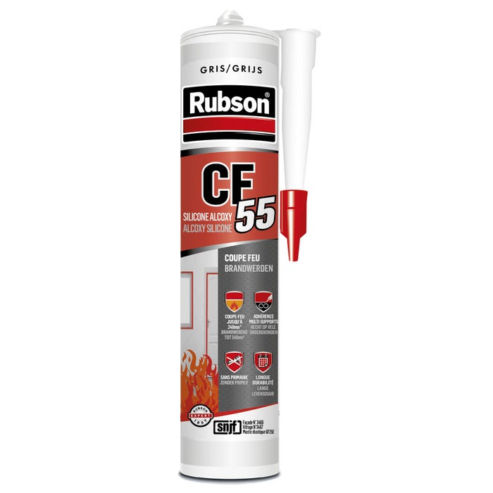 Mastic coupe feu CF55 gris 300 ml- RUBSON