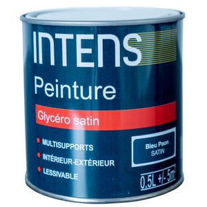 Peinture intérieure et extérieure multi-supports glycéro satin bleu paon 0,5 L - INTENS