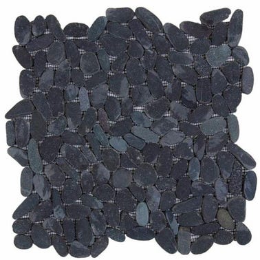 Mosaïque galets scie noir l.30 x L.30 cm