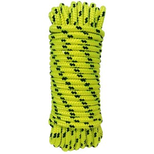 Corde tréssée polyester jaune 8 mm Long.15 m