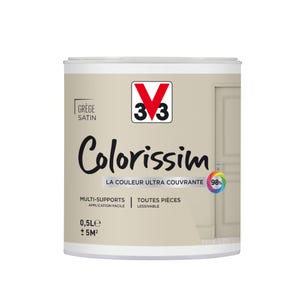 Peinture intérieure multi-supports acrylique satin grege 0,5 L - V33 COLORISSIM