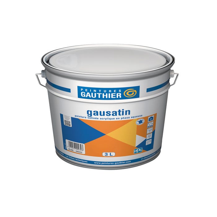 Peinture intérieure murs et plafonds acrylique satin blanc 3 L Gausatin - GAUTHIER