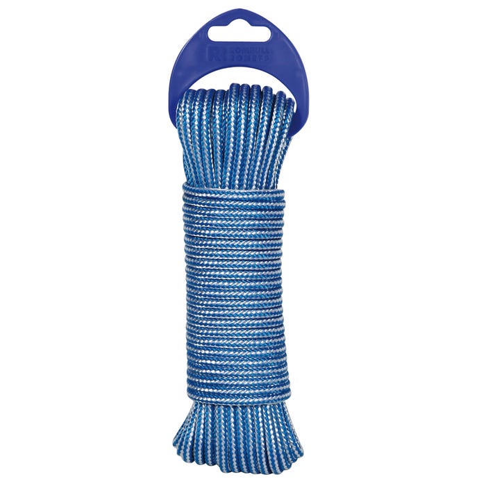 Cordeau polypropylène bleu et blanc Long.25 m Diam.4 mm