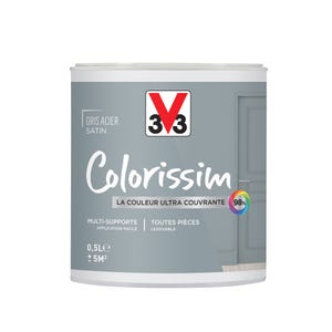 Peinture intérieure multi-supports acrylique satin gris acier 0,5 L - V33 COLORISSIM