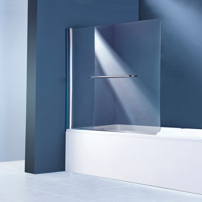Pare-baignoire verre transparent chromé L.85 x H.140 cm Icy