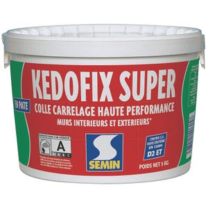 Colle pour Carrelage Haute Performance Kedofix Semin, Prêt à l'emploi, Intérieur/extérieur, seau de 5 kg