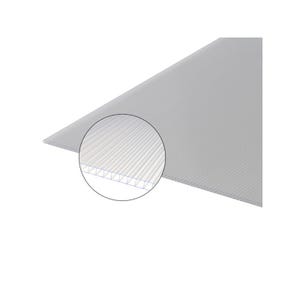 Plaque polycarbonate alvéolaire 10mm Translucide, l : 98 cm, L : 2 m